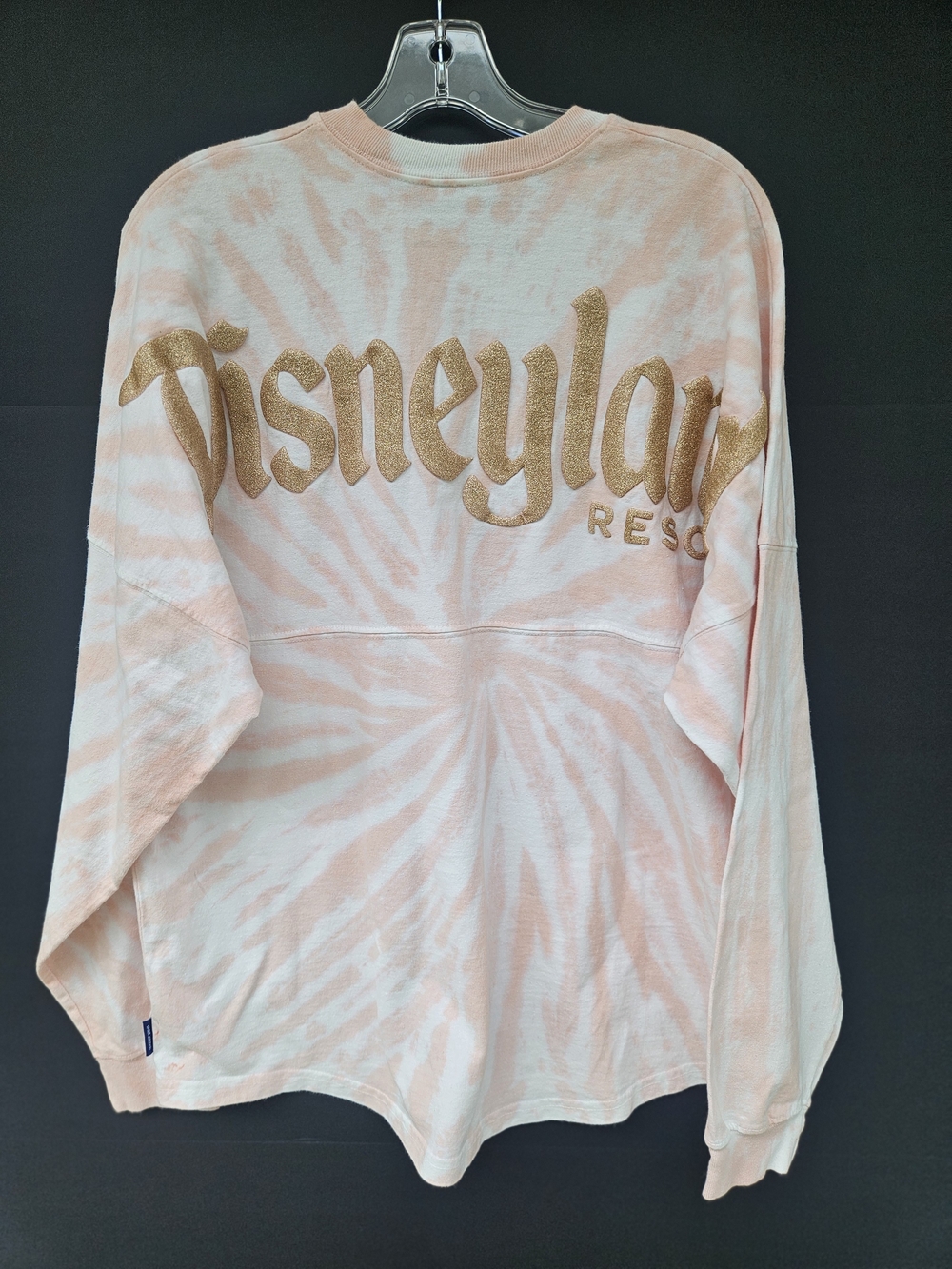 EUC Disney Parks Disneyland Resort Spirit Jersey M Peach Gold Glitter Tie Dye